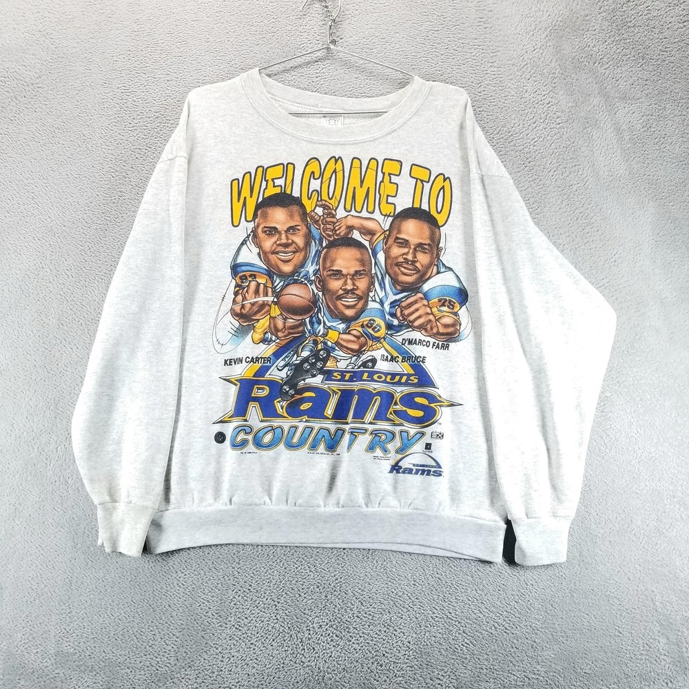 VTG St Louis Rams Sweatshirt Mens XL Gray NFL Football Isaac Bruce Delta 90s